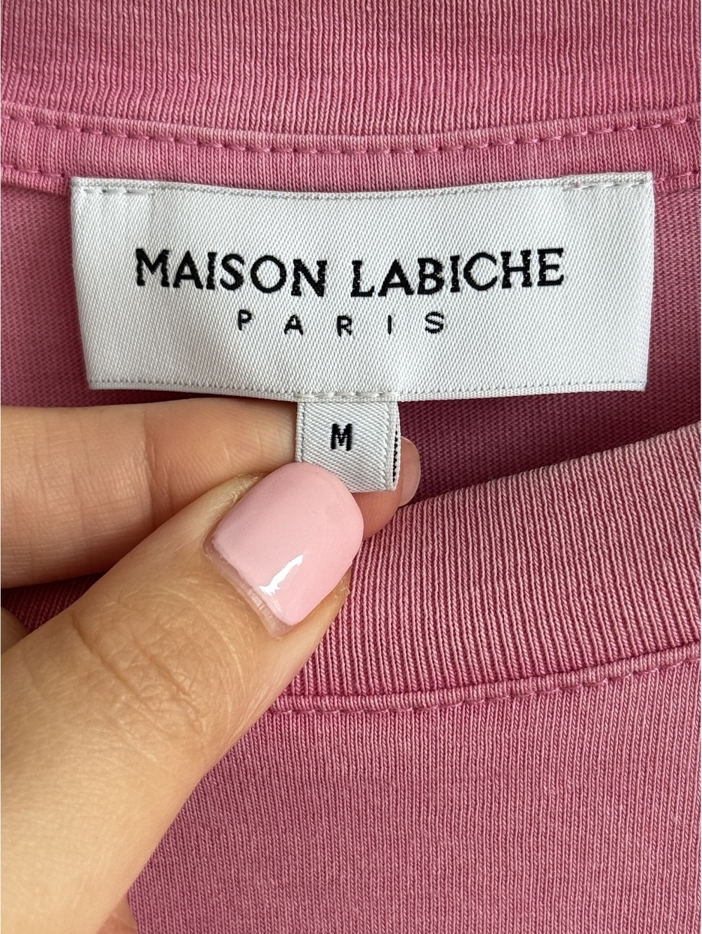 Maison Labiche Paris Pink Embroidered Cotton T-Shirt Size Medium - Picture 3 of 10